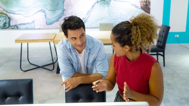 A financial advisor explaining investment options to a young couple in a modern office setting in Colombia. Focus on the trust and confidence in the advisor's expertise.