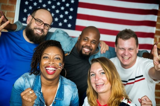 A diverse group of people standing in front of a car dealership, with a Colorado state flag waving in the background. They are smiling and appear happy.