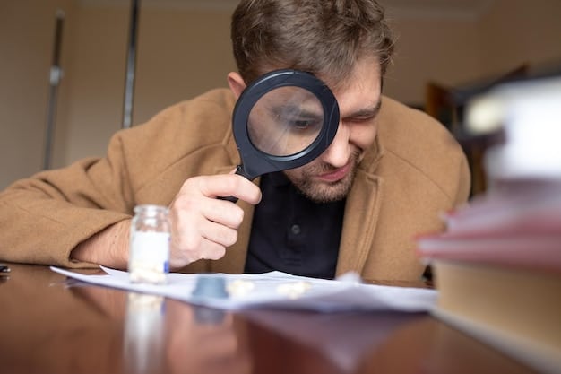 A person carefully reviewing a credit report with a magnifying glass, highlighting the importance of error detection.