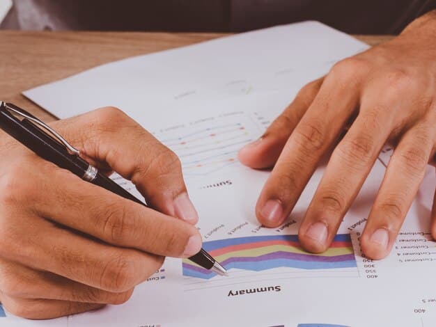 A close-up of a credit report showing a low credit score and negative marks. The report is partially obscured by a hand holding a pen, suggesting a review or analysis.