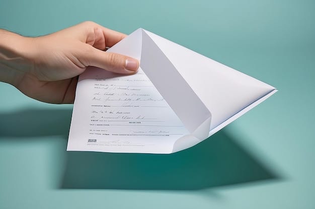 A person writing a letter with a focused expression. The letter is titled 