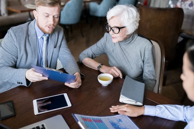 A financial advisor meeting with a young professional, discussing retirement planning options and investment strategies. The scene should convey trust, expertise, and the importance of seeking professional advice.