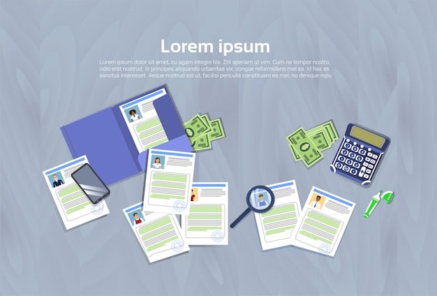 A set of documents on a desk, including a pension plan statement and a tax form, arranged with a calculator and a pair of reading glasses, creating a scene of careful financial planning.