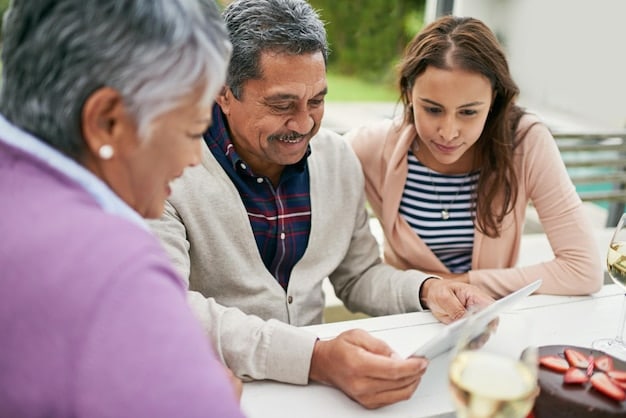 A notary public in Colombia reviewing documents with a couple signing papers for their new home purchase. The scene should be well-lit and professional, emphasizing the legal aspect of the transaction.